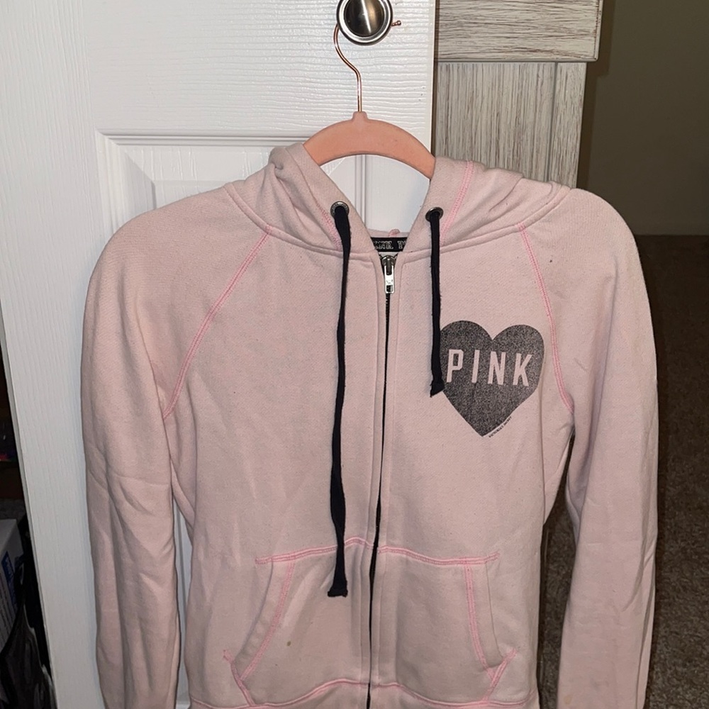 Pink VS hoodie. Size: XS Color: light pink